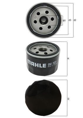 Mahle 727 oil filter fits - oc,