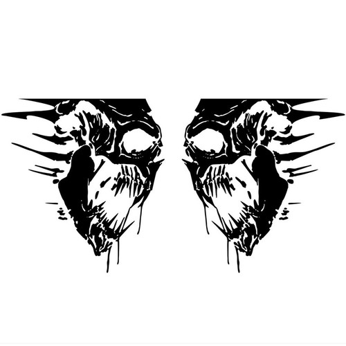 2pcs black skull - black,